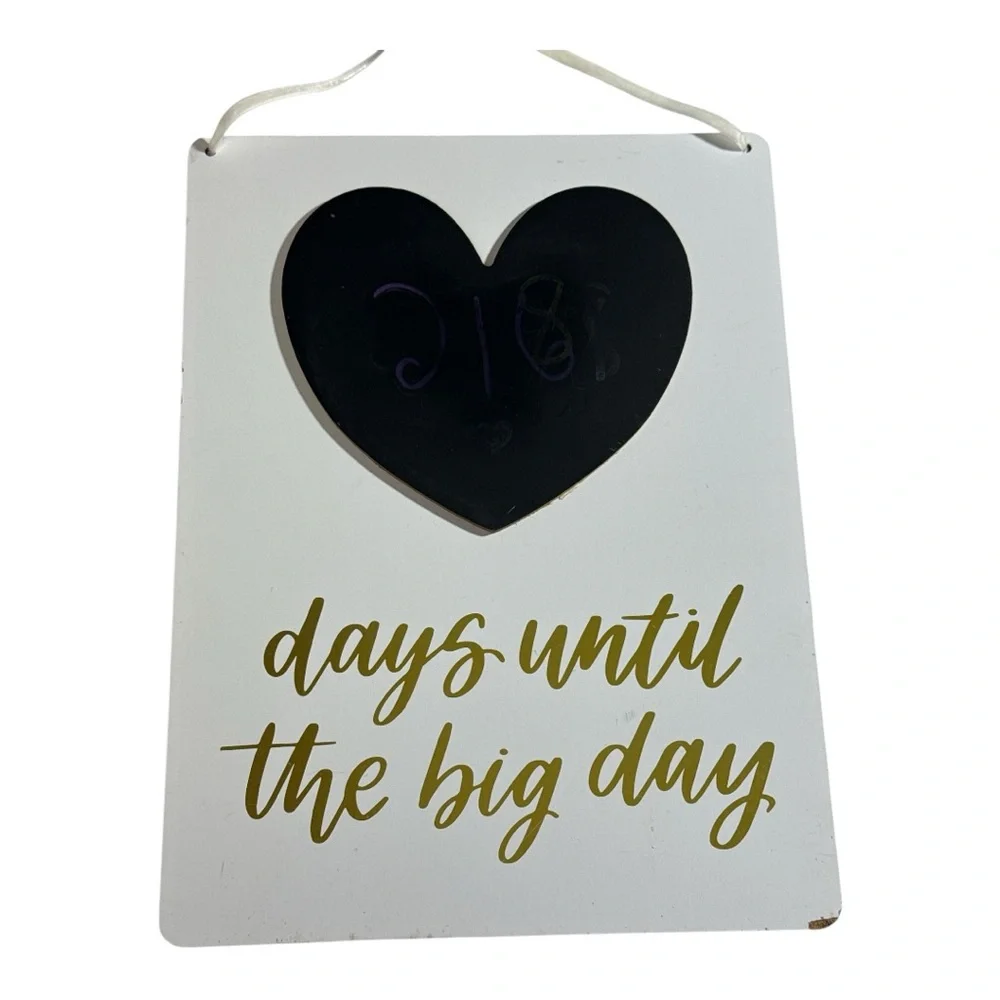 Wedding White Countdown Sign with Heart